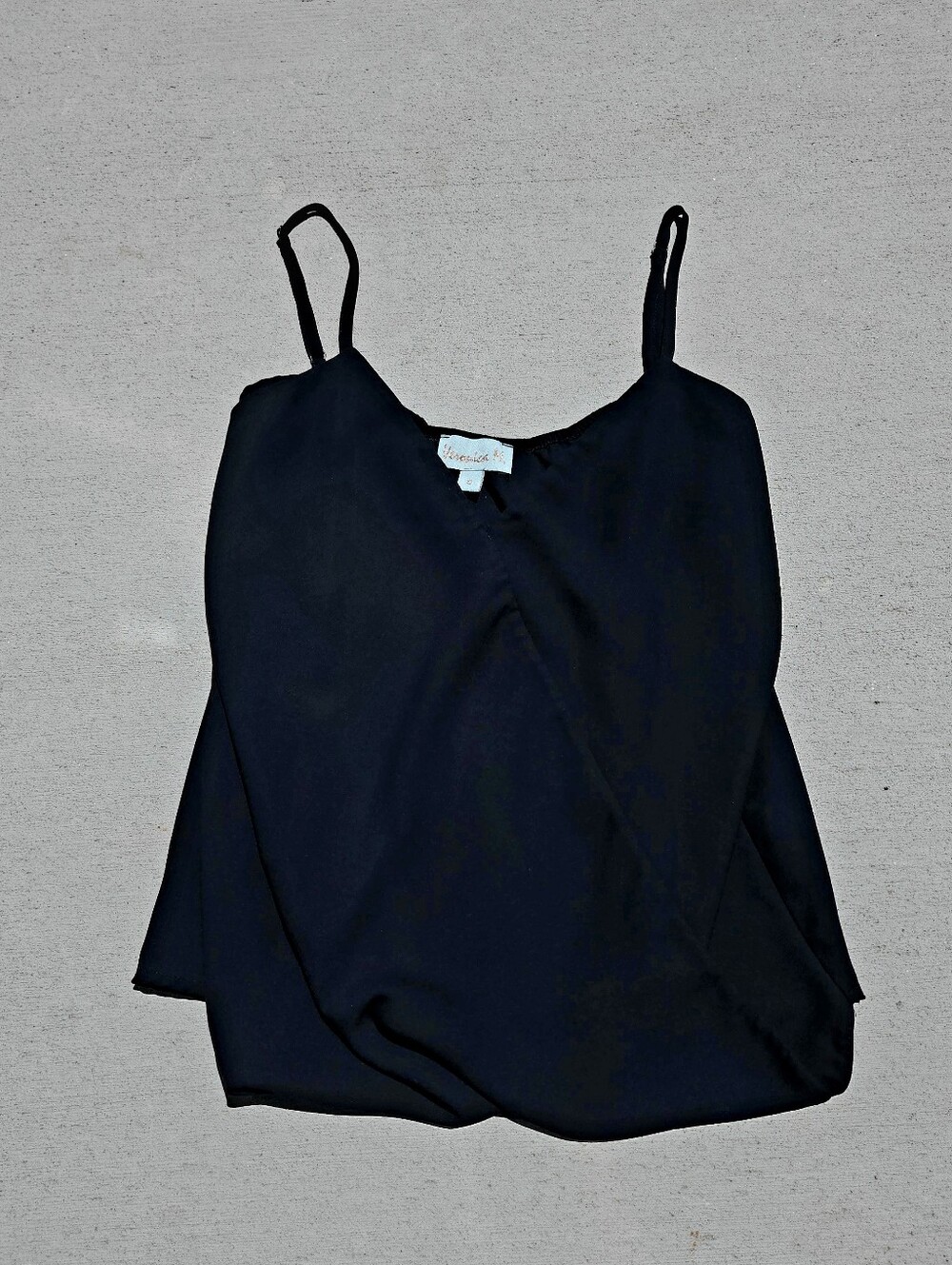 Veronica M. Black V-Neck Spaghetti Adjustable Straps Wrap Tank Top Womens Size S